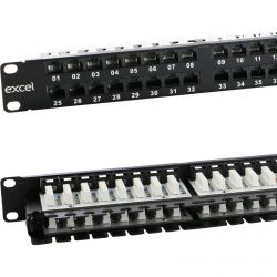 Excel Panneau de brassage Cat6 non blindé 48 ports 1U LSA Noir