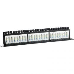 Excel Panneau de brassage Cat6 non blindé 48 ports 1U LSA Noir