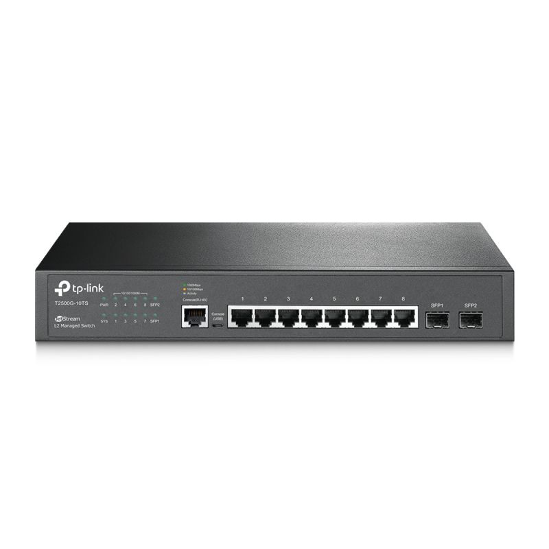 TP-LINK T2500G-10TS switch de rede Gerido L2/L3/L4 Gigabit Ethernet (10/100/1000) 1U Preto