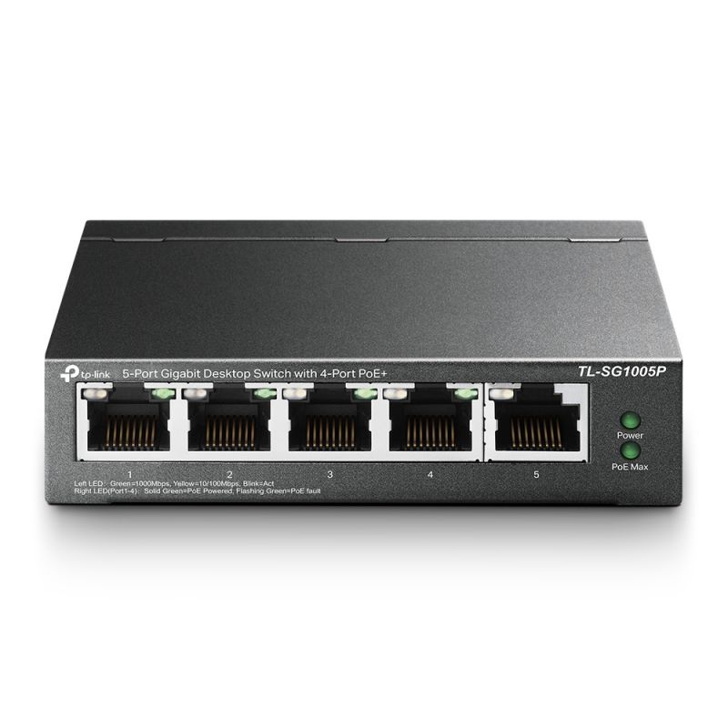 TP-LINK TL-SG1005P switch de rede Não-gerido Gigabit Ethernet (10/100/1000) Power over Ethernet (PoE) Preto