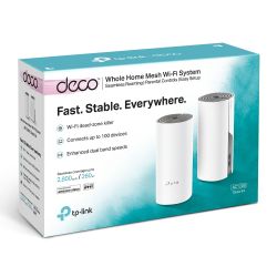 TP-LINK Deco E4 (2-pack) Doble banda (2,4 GHz / 5 GHz) Wi-Fi 5 (802.11ac) Blanco, Gris Interno