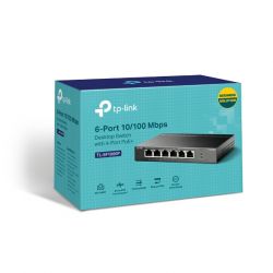 TP-LINK TL-SF1006P switch de rede Fast Ethernet (10/100) Power over Ethernet (PoE) Preto