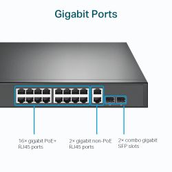 TP-LINK TL-SG1218MP switch Gigabit Ethernet (10/100/1000) Energía sobre Ethernet (PoE) Negro