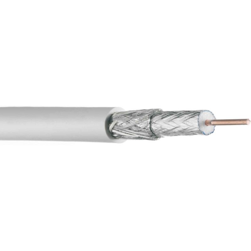 Cabo coaxial de PVC Triax KOKA F6 Plus branco LTE, metro