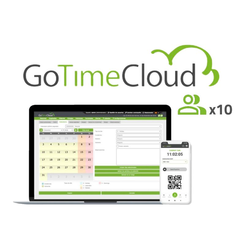 Zkteco ZK-GOTIMECLOUD-10 - Licencia Control de Presencia y Accesos, Basado en…