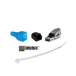 Conector de Datos RJ45 FTP Cat 6A Macho con Protector Azul Televes (Caja 25 unidades)