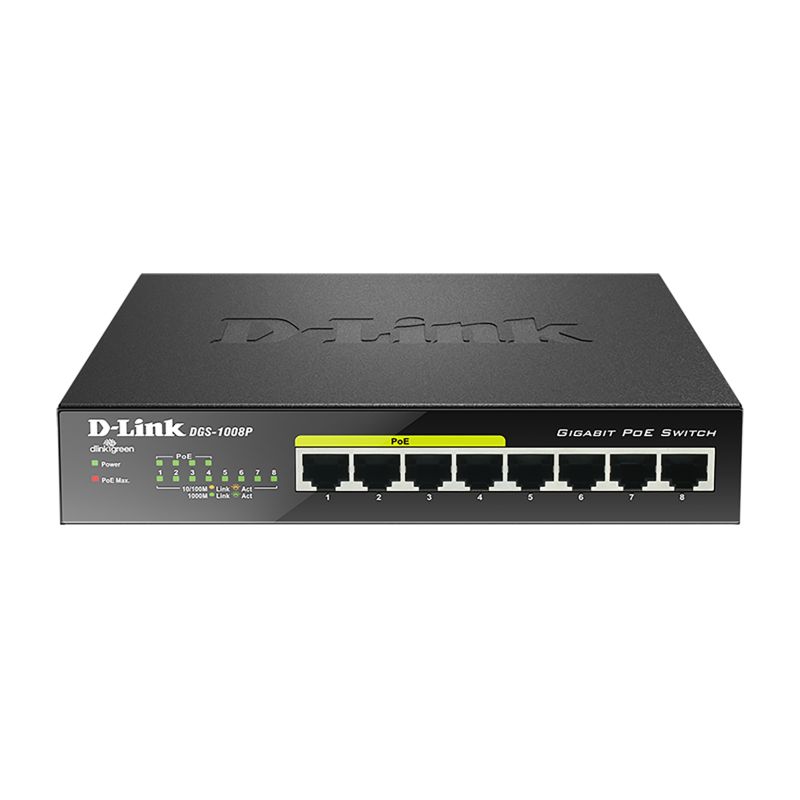 D-Link DGS-1008P 8-port 10/100/1000 copper PoE switch (4 PoE…