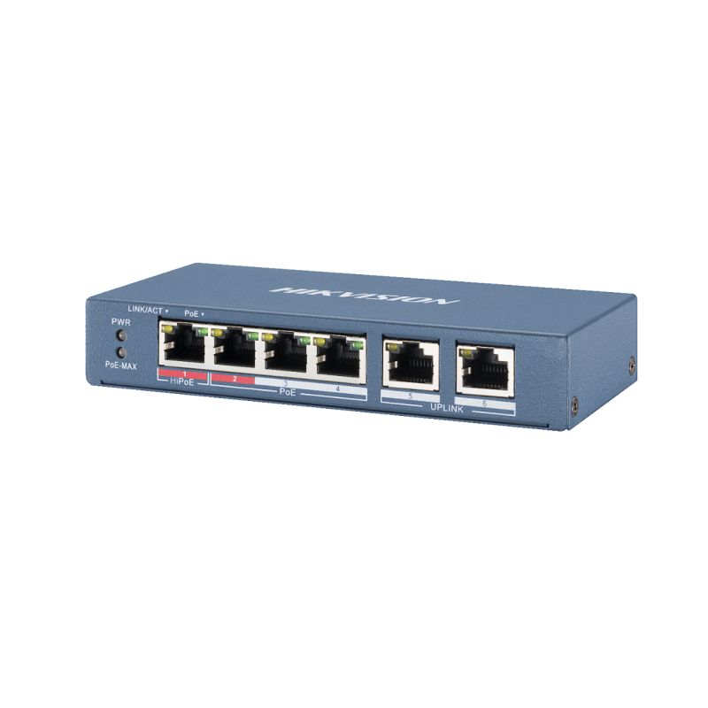 Hikvision Basic DS-3E0106HP-E Switch PoE+ avec 4 ports cuivre…