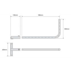 Suplemento de mastro de zinco + RPR para televisões de janela 586x300mm x Ø30mm