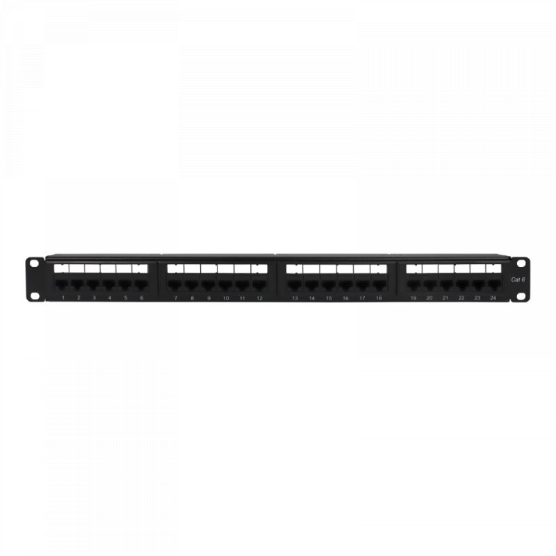 Panel Conectorizado para Rack 19" 1U, Con 24 Conectores RJ45 Cat 6 UTP Hembra Televes