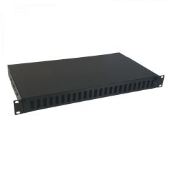 Bandeja FO para Rack 1U de 19", até 24 conectores SC Duplex ou LC Quad (profundidade 236mm) Televes