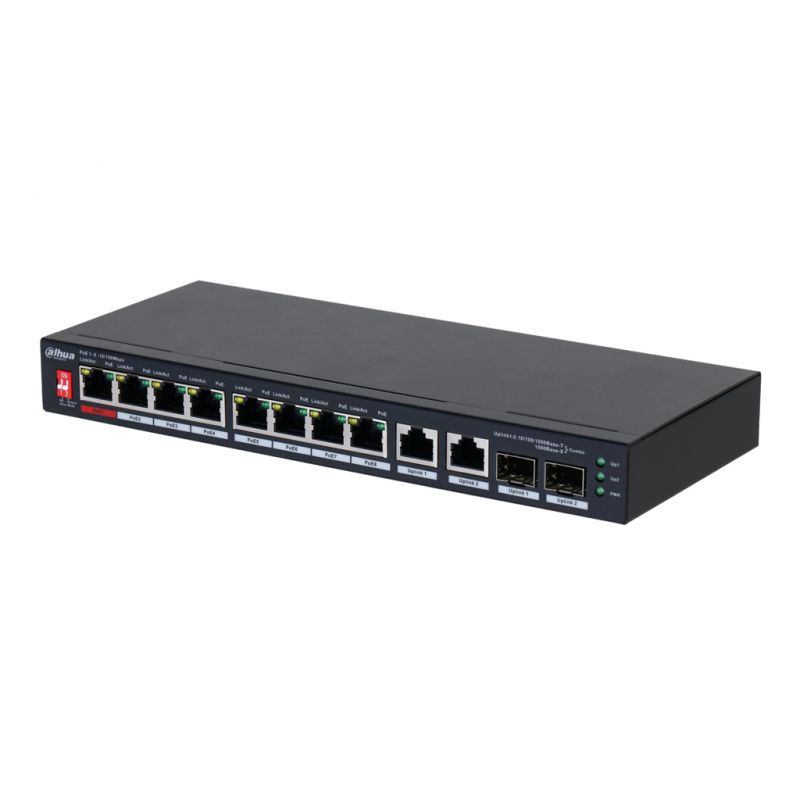 Dahua PFS3210-8ET2GF-96 PoE 2.0 Switch 8 portas 10/100 + 2 Combo…