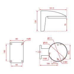 Hikvision DS-1258ZJ - Soporte de pared, Para cámaras domo, 120 (Al) x 111…