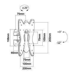 TVM-423 - Soporte pared para monitor LCD, Inclinación -12º ~…