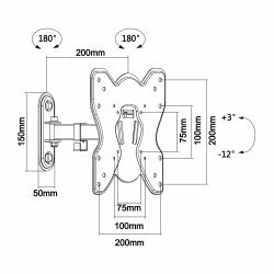 TVM-432 - Soporte pared para monitor LCD, Inclinación -12º ~…