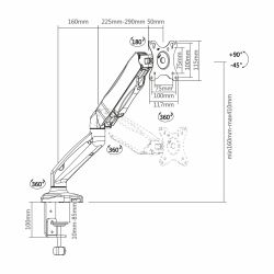 TVM-1327DESK-FLEX - Bracket for LCD monitor, Installation on table, Tilt…