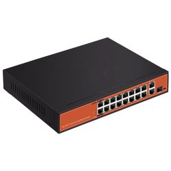 SW1916HIPOE-F-300 - Switch PoE 200 W, 16 puertos PoE + 2 Uplink Gigabit +…