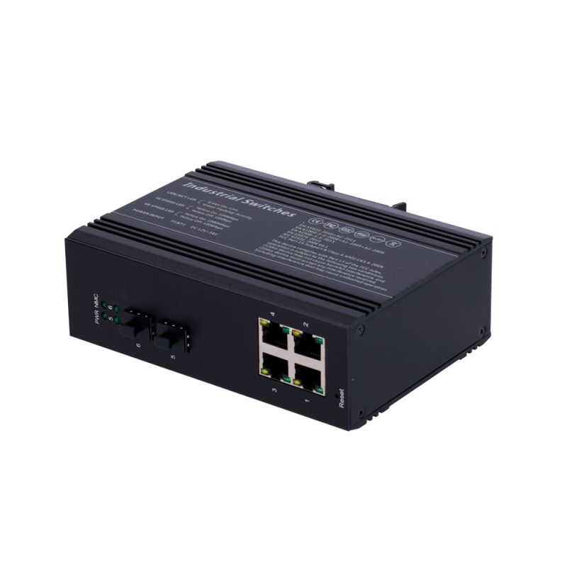 SW0604HIPOE-MGF-120-DIN - Switch PoE Marca Blanca, Montaje en carril DIN, 4…