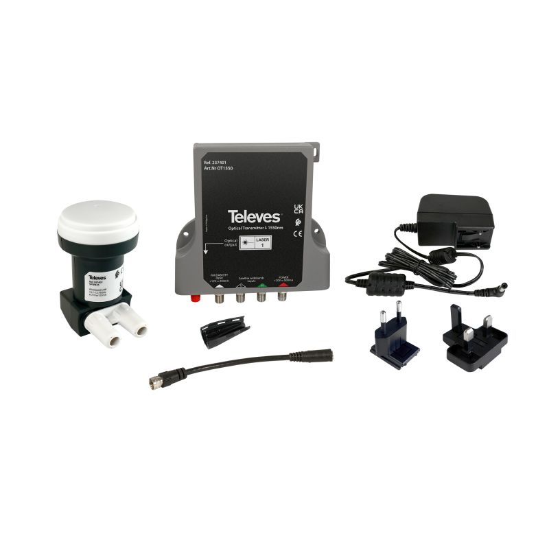 Kit : LNB WideBand + Émetteur Optique "FC/UPC" 8dBm 32 utilisateurs 1550nm Televes