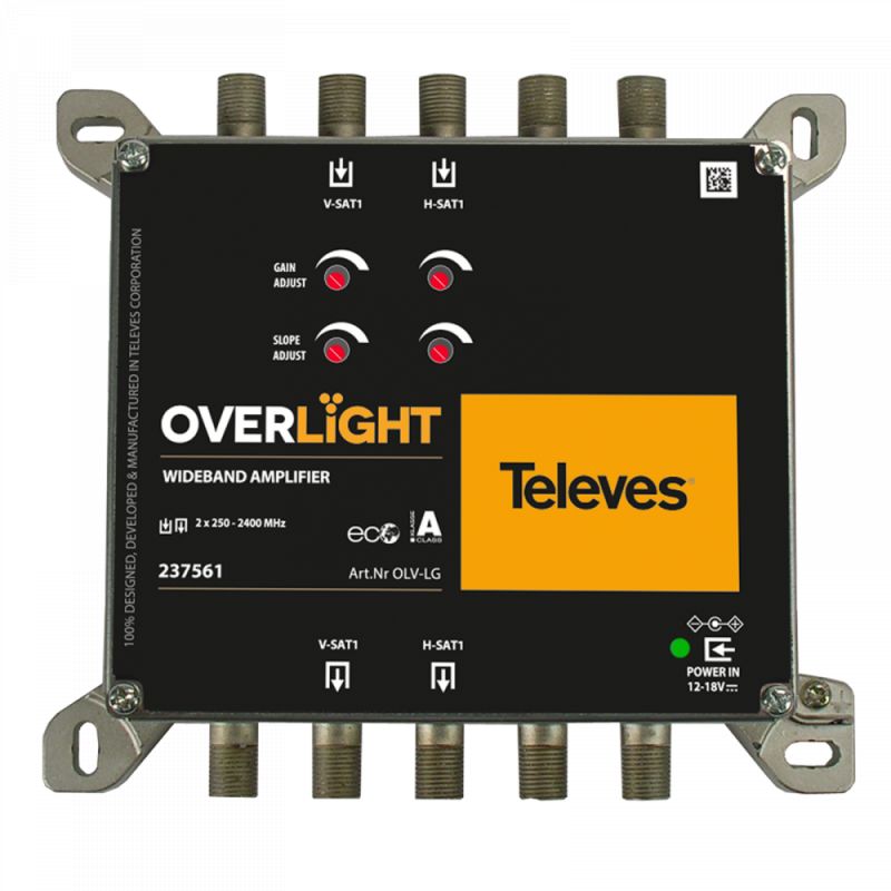 Amplificador WideBand Overlight 13 dB, (1 satélite) 250...2400 MHz Televes