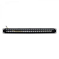 Painel Rack 19" 1U, Até 24 Conectores "RJ45" com suporte para cabos, compatível com UTP/FTP Televés