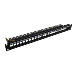 Painel Rack 19" 1U, Até 24 Conectores "RJ45" com suporte para cabos, compatível com UTP/FTP Televés