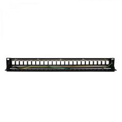 19" 1U Rack Panel, Up to 24 "RJ45" Connectors with cable support, compatible with UTP/FTP Televes