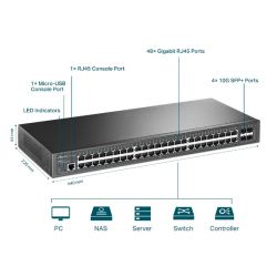 TP-Link JetStream 48-Port Gigabit L2+ Managed Switch with 4 10GE SFP+ Slots