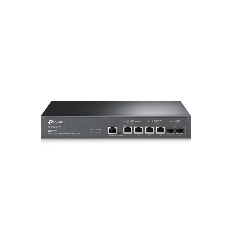 TP-Link TL-SX3206HPP switch de rede Gerido L2+ 10G Ethernet (100/1000/10000) Power over Ethernet (PoE) Preto