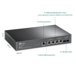 TP-Link TL-SX3206HPP switch de rede Gerido L2+ 10G Ethernet (100/1000/10000) Power over Ethernet (PoE) Preto