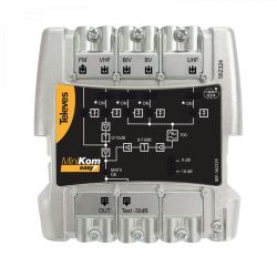 MiniKom EasyF broadband multiband amplifier 5 inputs: FM-VHF-UHF-21..35-39..48 LTE700 Televes