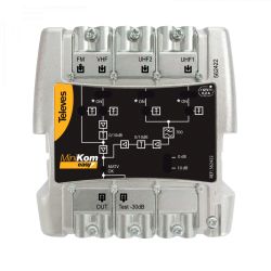 MiniKom EasyF broadband multiband amplifier 4 inputs: FM-VHF-UHF-UHF LTE700 Televes