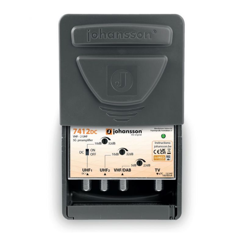 Johansson 7412DC Preamplifier 5G NETWORK VHF + 2UHF 10-34 dB