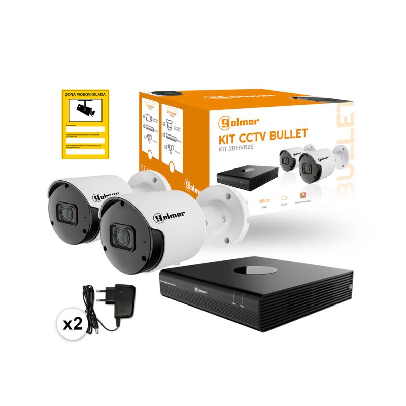 Golmar KIT-2BHVR2E KIT-2BHVR2E CON DVR Y DOS BULLET AOC. KIT DE VIDEOVIGILANCIA CABLEADO CON 2 BULLET