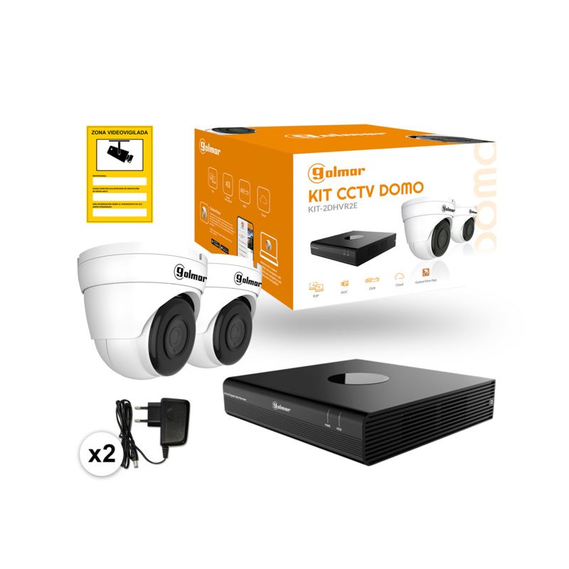 Golmar KIT-2DHVR2E KIT-2DHVR2E AVEC DVR ET DEUX DÔMES AOC. KIT DE SURVEILLANCE VIDÉO FILAIRE AVEC 2 DÔMES