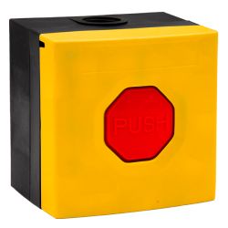 STI WSS3 5R04 STI. WSS3 push button. Yellow casing, red button