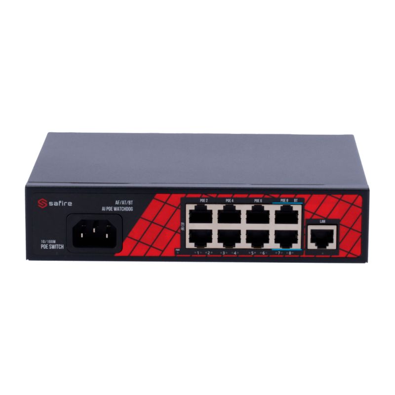 Safire SF-SW0908HIPOE-120 - Safire Switch Hi-PoE, 8 puertos PoE + 1 Uplink RJ45,…