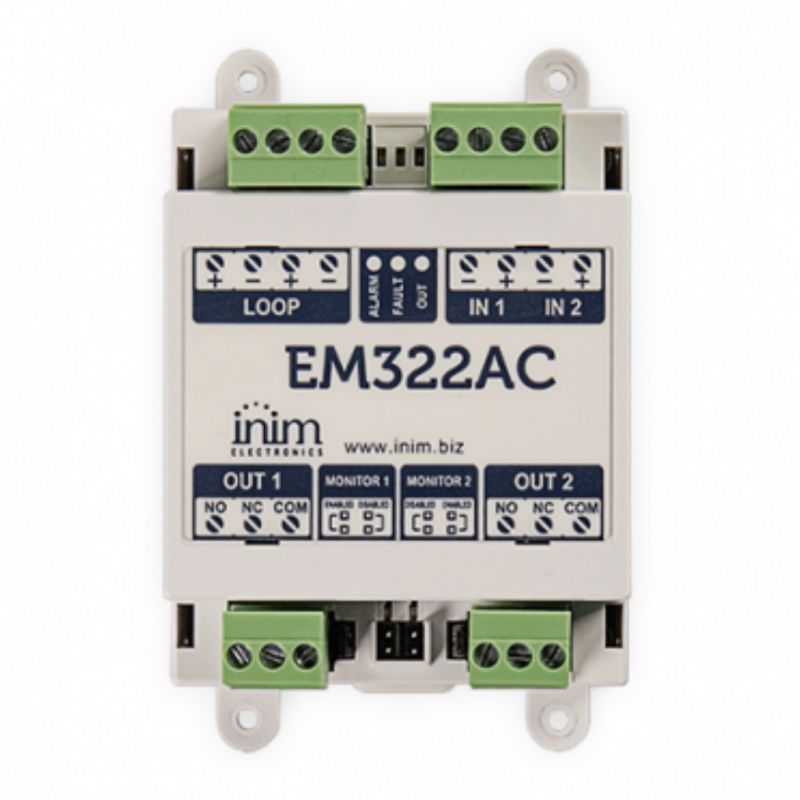 Inim EM322AC Module, 2 Inputs and 2 Relay Outputs @230 Vac