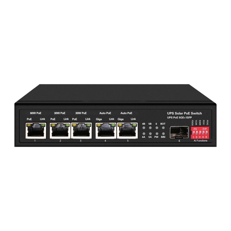 SW0605HIPOE-GF-DC-65 - PoE Switch, 5 PoE ports + 1 SFP, Port speed…