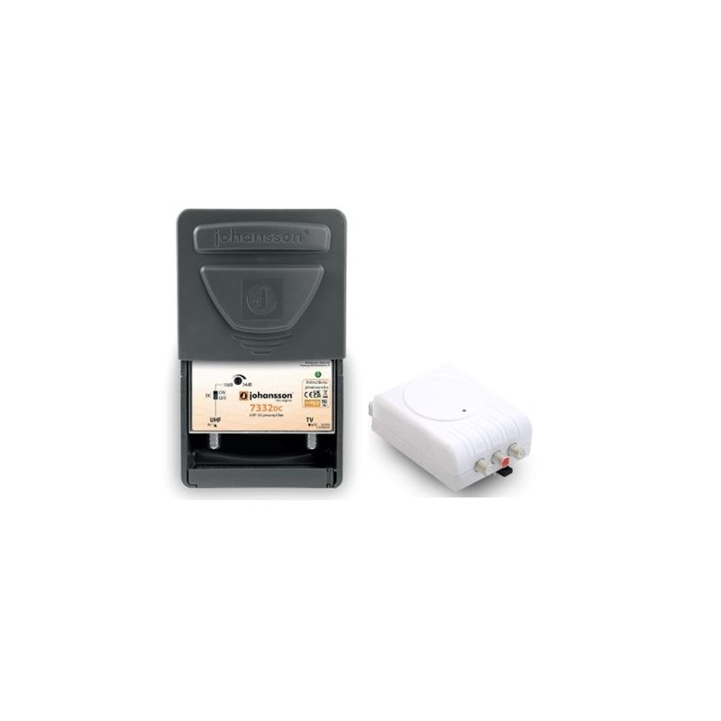 Kit de préamplificateur UHF Johansson 7332DC (LTE/5G) (entièrement compatible réseau) + alimentation