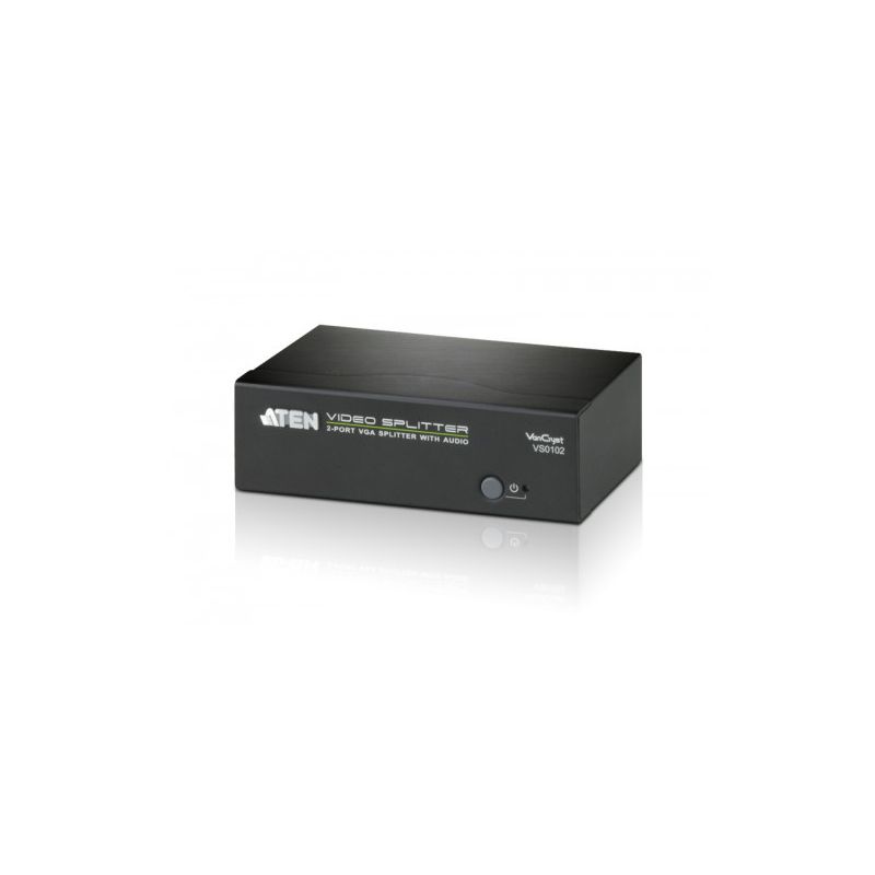 ATEN VS0102-AT-G The ATEN VS0102 2-port VGA splitter with audio transmission is a VGA splitter that…