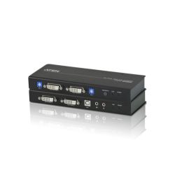 ATEN CE604-AT-G El CE604 es un extensor KVM para dispositivos de entrada USB y dos pantallas DVI…