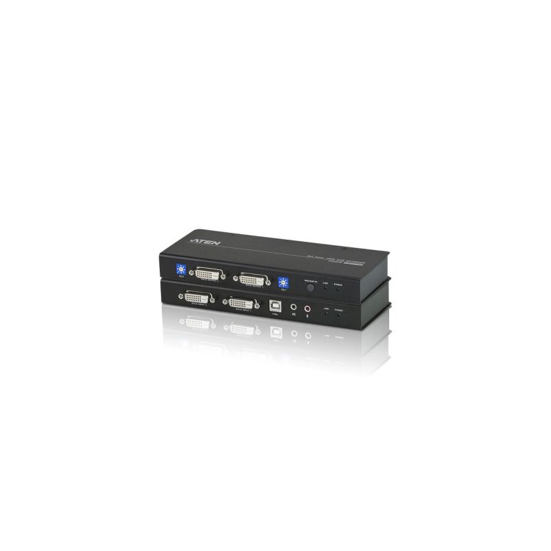 ATEN CE604-AT-G The CE604 is a KVM extender for USB input devices and two DVI displays that allows…