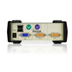 ATEN CS82U-AT Features . - One PS/2-USB VGA console controls two computers with VGA displays