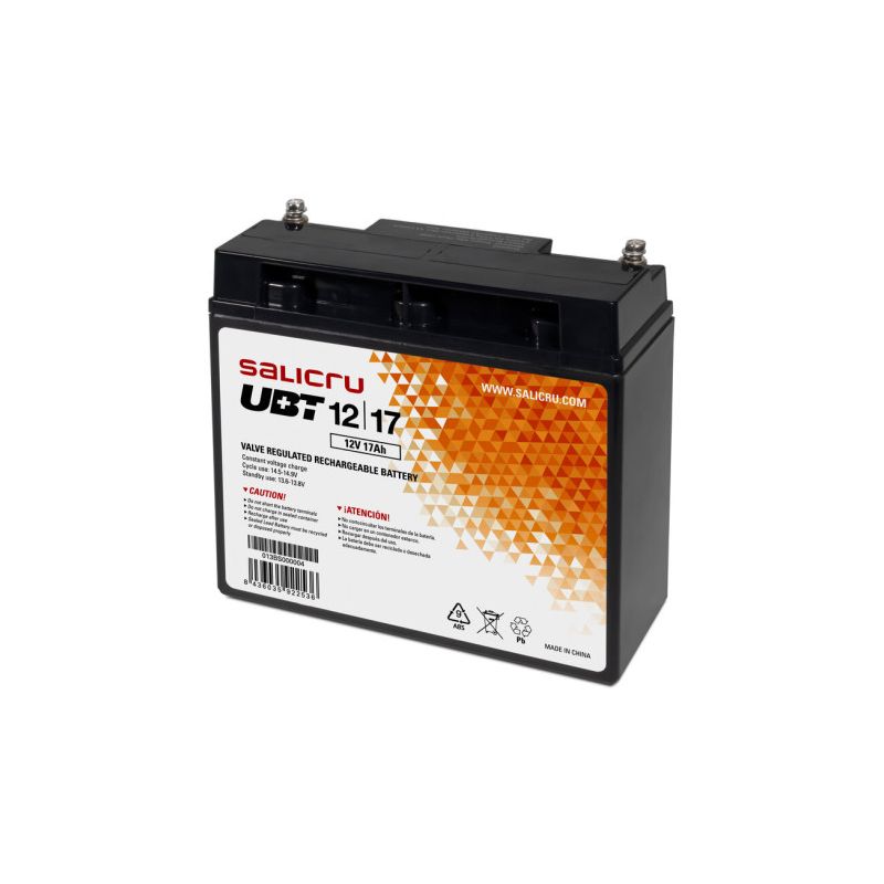 SALICRU 013BS000018 17 Ah / 12 V rechargeable AGM battery. Powerful and reliable back-up storage.