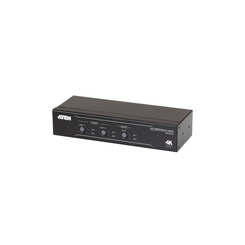 ATEN VM0202HB-AT-G The VM0202HB is a 2 x 2 true 4K HDMI matrix switch with audio de-embedder