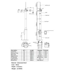 POLE-450-D - Poste para CCTV, 4.5 metros de altura, Fabricado en…