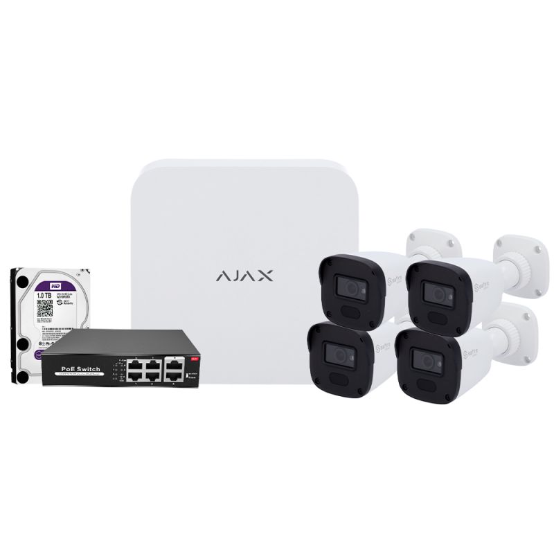 Ajax AJ-NVRKIT108B-2 - Kit de videovigilancia Ajax, Grabador Ajax de 8…