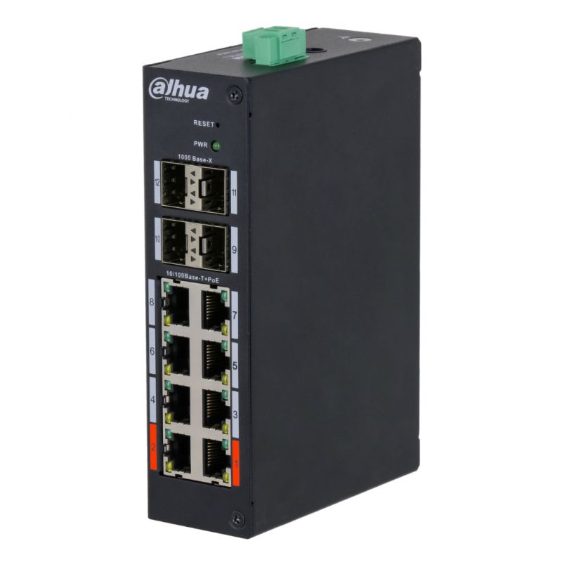 Dahua HS4412-8ET-120 Switch PoE reforçado 8 portas 10/100 +4SFP…