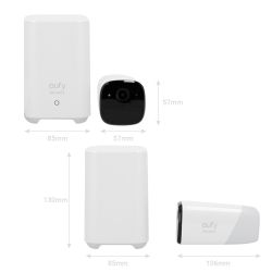 Eufy EUFY-CAM2C-S210 - Kit 2 Cámaras + 1 HomeBase Eufy by Anker, 1080p /…